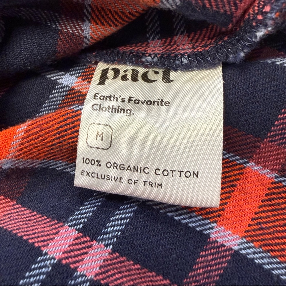 Pact Organic Cotton Plaid Flannel Shirt Womens Medium Blue Red - Picture 12 of 13